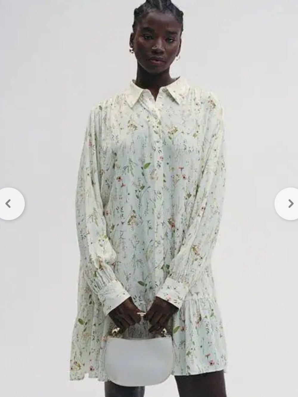 H&M Cream Floral Ruffle-Hem Dress - Picture 10 of 10